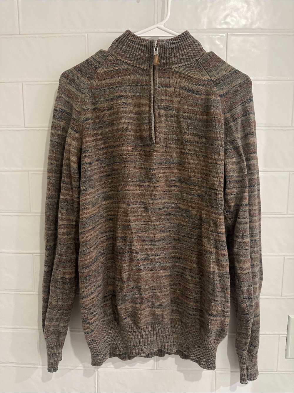 Peter Millar Men’s Quarter Zip 100% Cashmere Sweater Golf Brown Multicolor Sz M